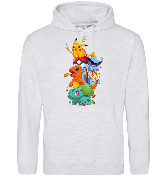Мужская толстовка (худи) Pokemon Серый меланж фото