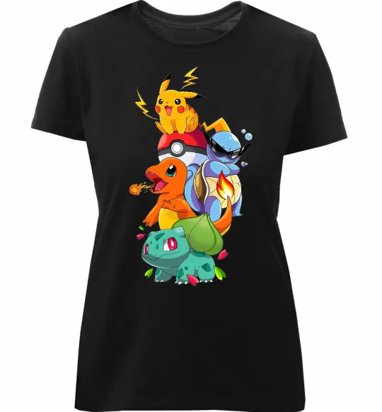 Женская премиум футболка Pokemon Черный фото