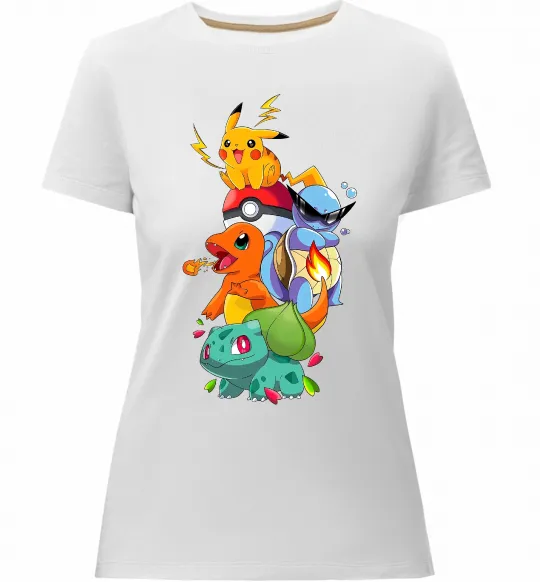 Женская премиум футболка Pokemon Белый фото