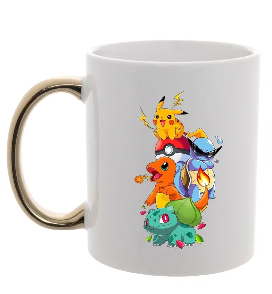 Чашка с цветной ручкой Pokemon Золото фото