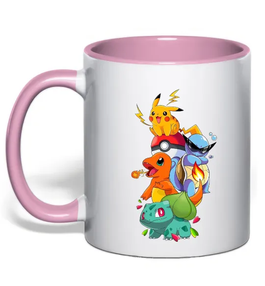 Чашка с цветной ручкой Pokemon Нежно розовый фото
