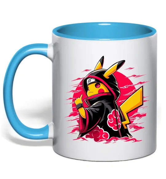 Чашка с цветной ручкой Пікачу Наруто Голубой фото