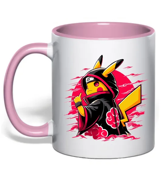 Чашка с цветной ручкой Пікачу Наруто Нежно розовый фото