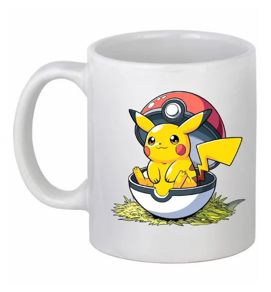 Чашка керамическая Пікачу в покеболі Белый фото