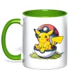 Чашка с цветной ручкой Пікачу в покеболі Зеленый фото