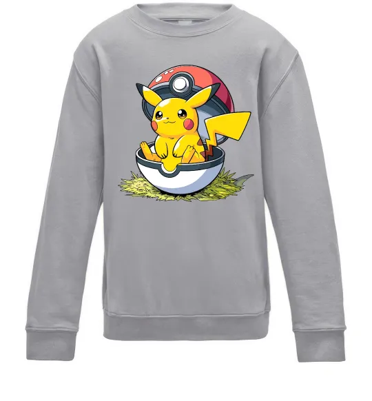 Детский Свитшот Пікачу в покеболі Серый меланж фото