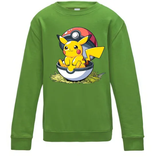 Детский Свитшот Пікачу в покеболі Лаймовый фото