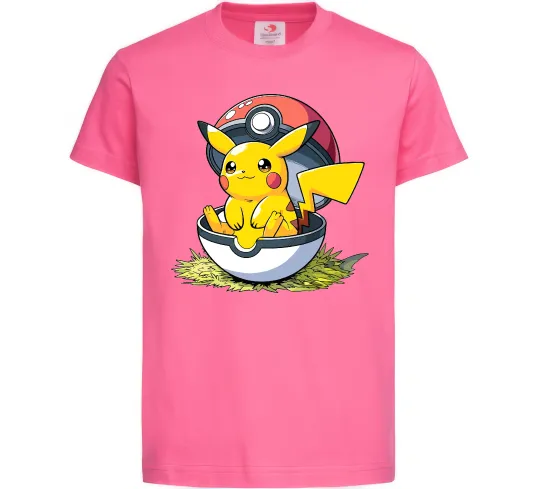 Детская футболка Пікачу в покеболі Ярко-розовый фото