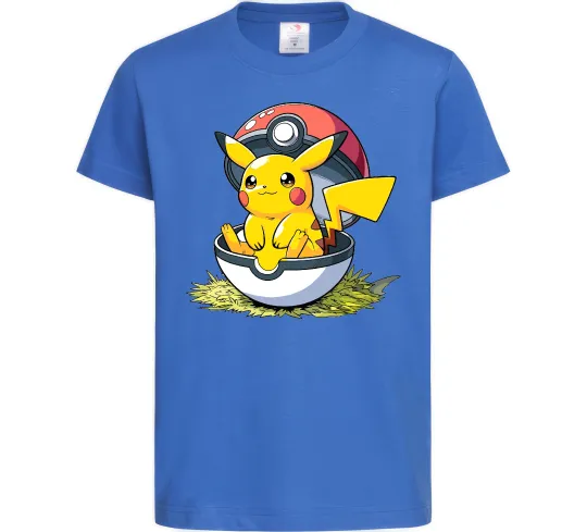 Детская футболка Пікачу в покеболі Ярко-синий фото