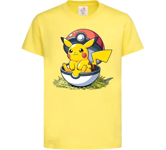 Детская футболка Пікачу в покеболі Лимонный фото