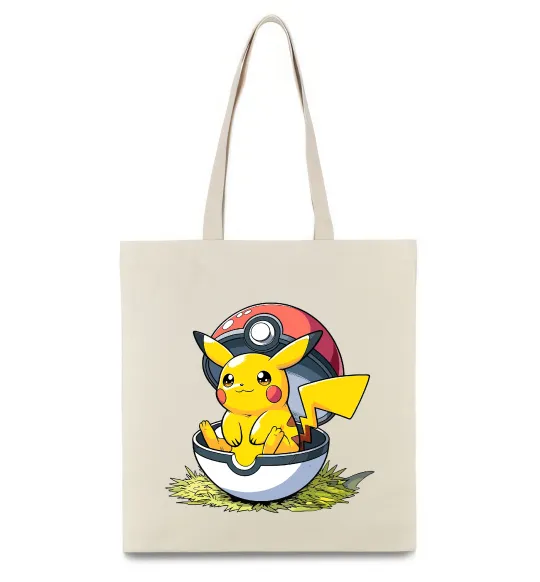 Эко-сумка Пікачу в покеболі Бежевый фото