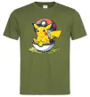 Мужская футболка Пікачу в покеболі Оливковый фото
