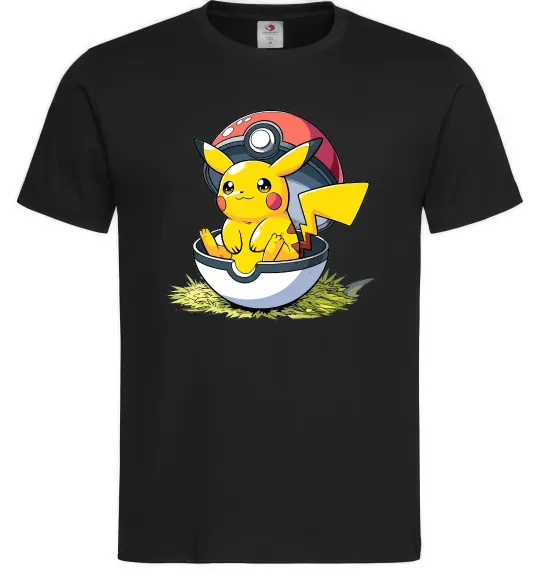 Мужская футболка Пікачу в покеболі Черный фото