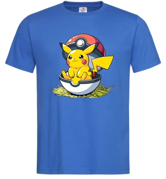 Мужская футболка Пікачу в покеболі Ярко-синий фото