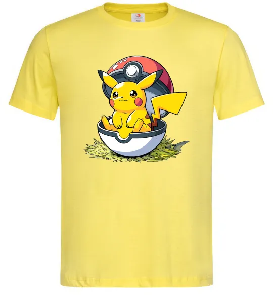 Мужская футболка Пікачу в покеболі Лимонный фото