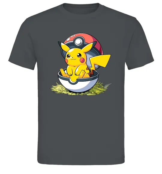 Мужская футболка Пікачу в покеболі Графит фото