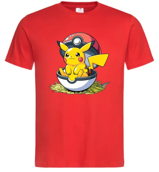 Мужская футболка Пікачу в покеболі Красный фото