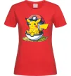Женская футболка Пікачу в покеболі Красный фото