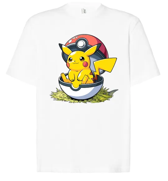Футболка Оверсайз Пікачу в покеболі Белый фото