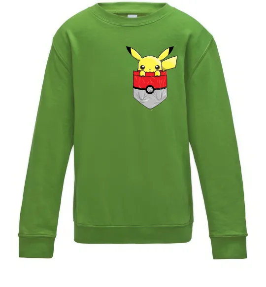 Детский Свитшот Пікачу в кишені Лаймовый фото