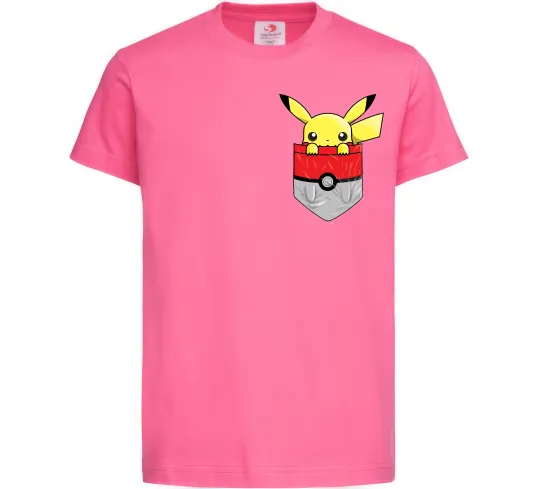 Детская футболка Пікачу в кишені Ярко-розовый фото