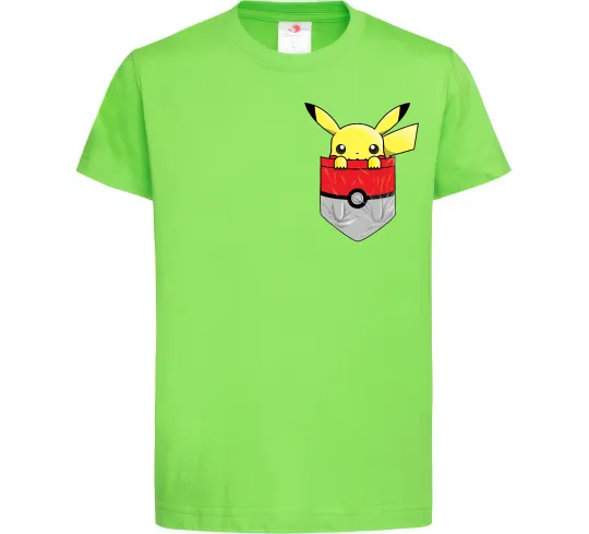 Детская футболка Пікачу в кишені Лаймовый фото