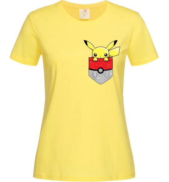 Женская футболка Пікачу в кишені Лимонный фото