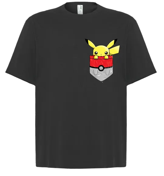 Футболка Оверсайз Пікачу в кишені Черный фото