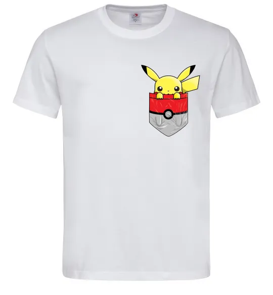Мужская футболка Пікачу в кишені Белый фото