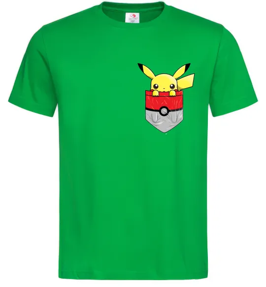 Мужская футболка Пікачу в кишені Зеленый фото