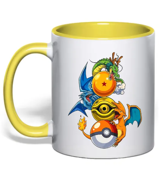 Чашка с цветной ручкой Дракони Покемон Солнечно желтый фото