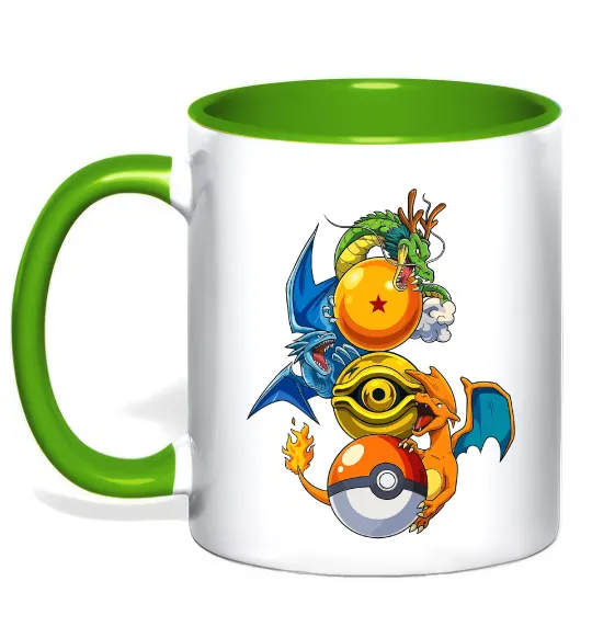 Чашка с цветной ручкой Дракони Покемон Зеленый фото