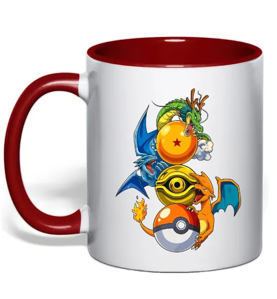 Чашка с цветной ручкой Дракони Покемон Красный фото