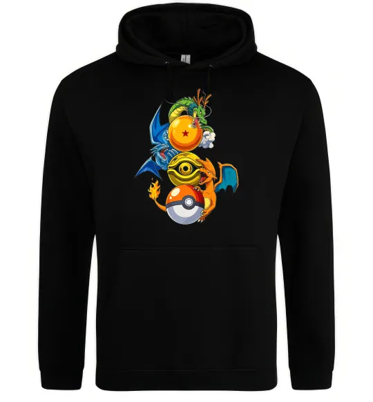 Мужская толстовка (худи) Дракони Покемон Черный фото