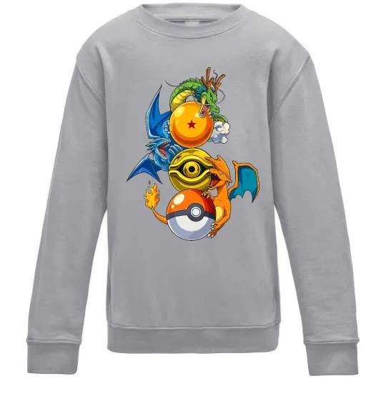 Детский Свитшот Дракони Покемон Серый меланж фото