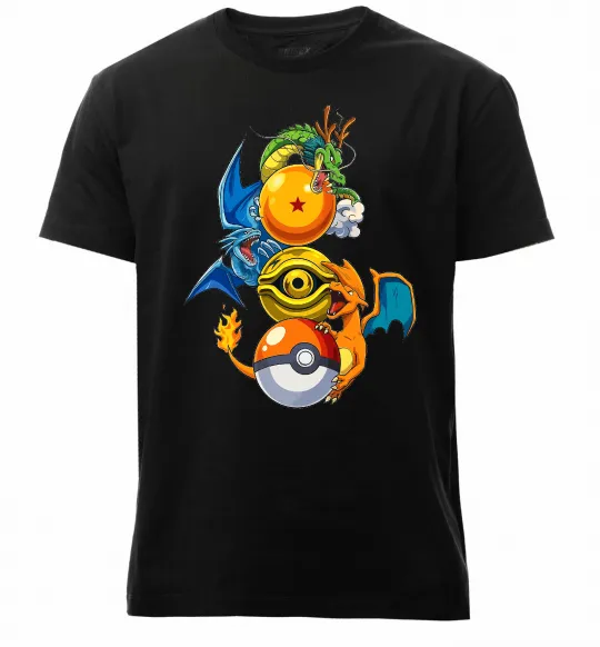 Чоловіча преміум футболка Дракони Покемон Чорний фото