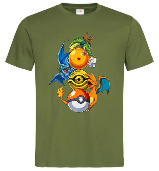 Чоловіча футболка Дракони Покемон Оливковий фото