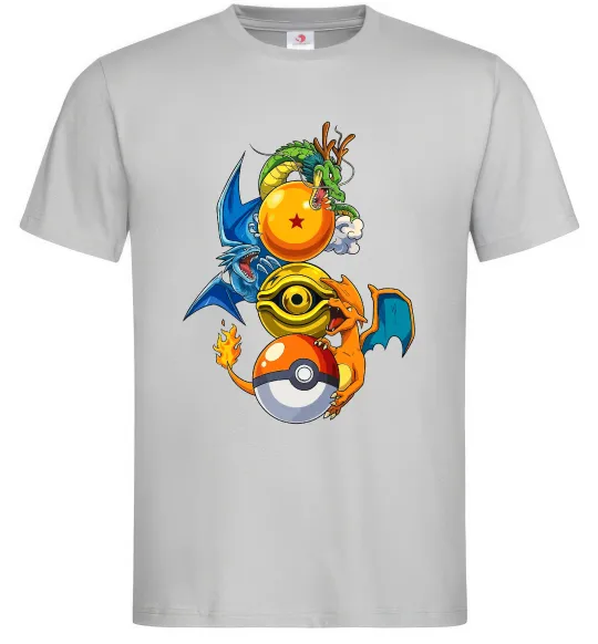 Чоловіча футболка Дракони Покемон Сірий фото