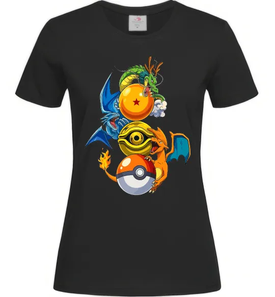 Женская футболка Дракони Покемон Черный фото
