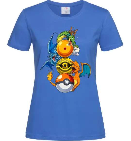 Женская футболка Дракони Покемон Ярко-синий фото