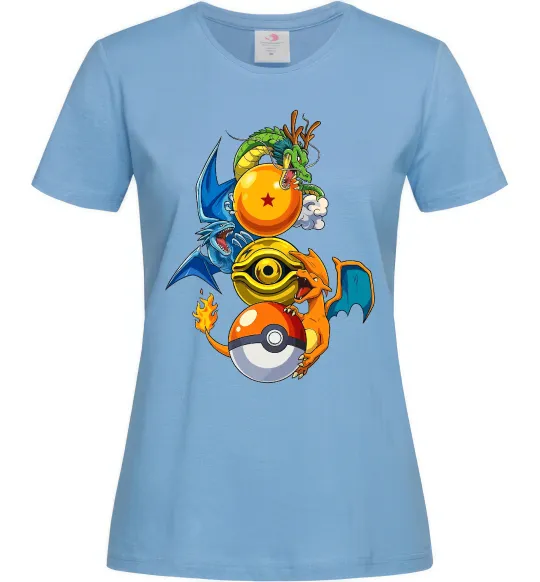 Женская футболка Дракони Покемон Голубой фото