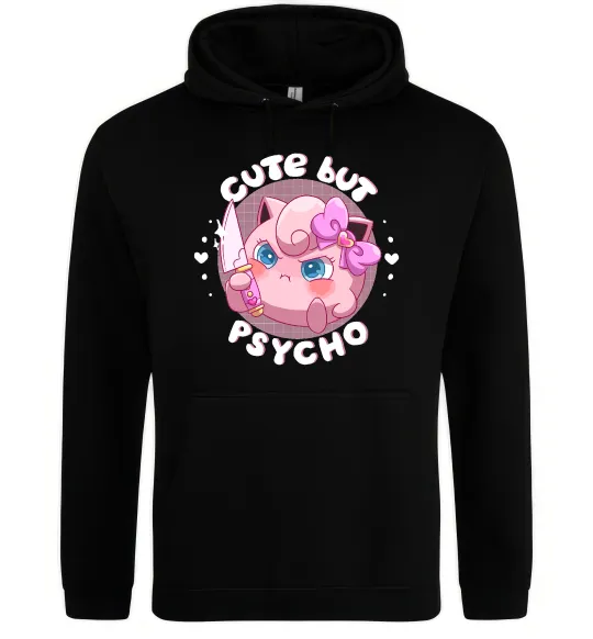 Мужская толстовка (худи) Cute but psycho Pokemon Черный фото