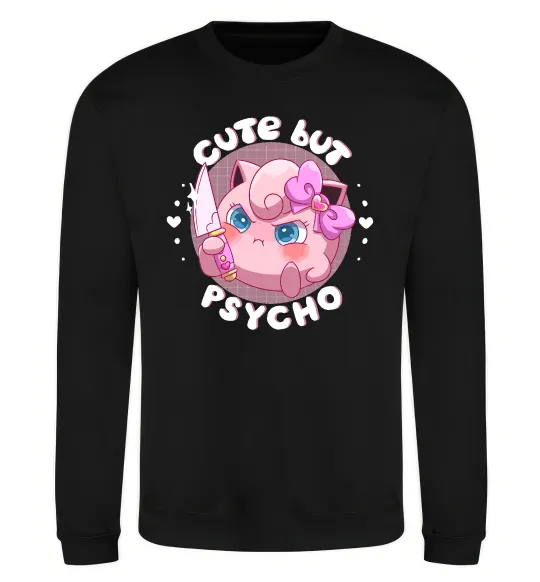 Світшот Cute but psycho Pokemon Чорний фото