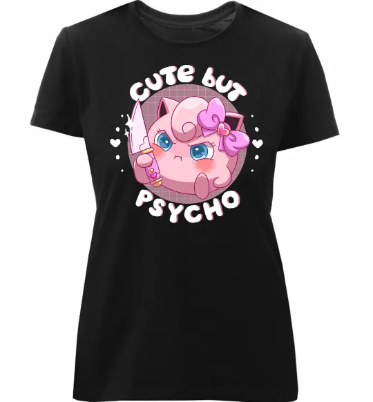 Женская премиум футболка Cute but psycho Pokemon Черный фото