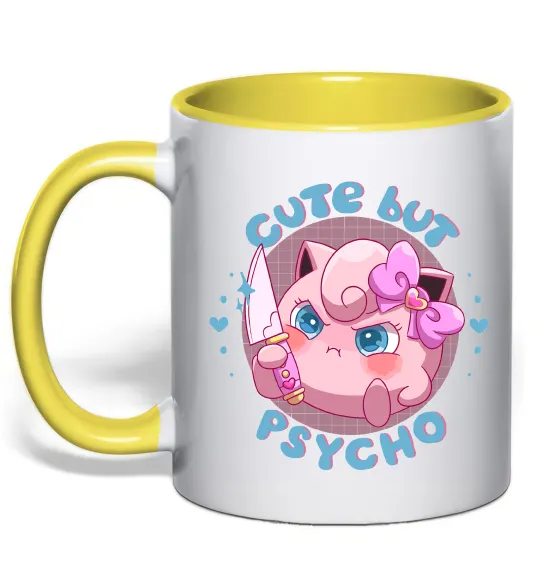 Чашка з кольоровою ручкою Cute but psycho Pokemon Лимонний фото