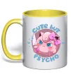 Чашка з кольоровою ручкою Cute but psycho Pokemon Лимонний фото