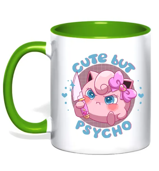 Чашка з кольоровою ручкою Cute but psycho Pokemon Лаймовий фото