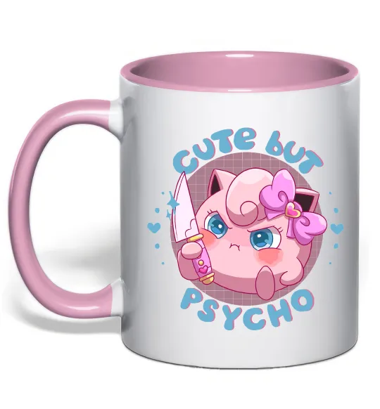 Чашка с цветной ручкой Cute but psycho Pokemon Нежно розовый фото