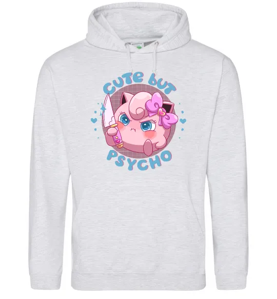 Женская толстовка (худи) Cute but psycho Pokemon Серый меланж фото