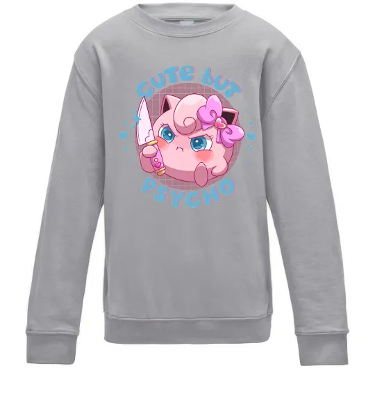Детский Свитшот Cute but psycho Pokemon Серый меланж фото